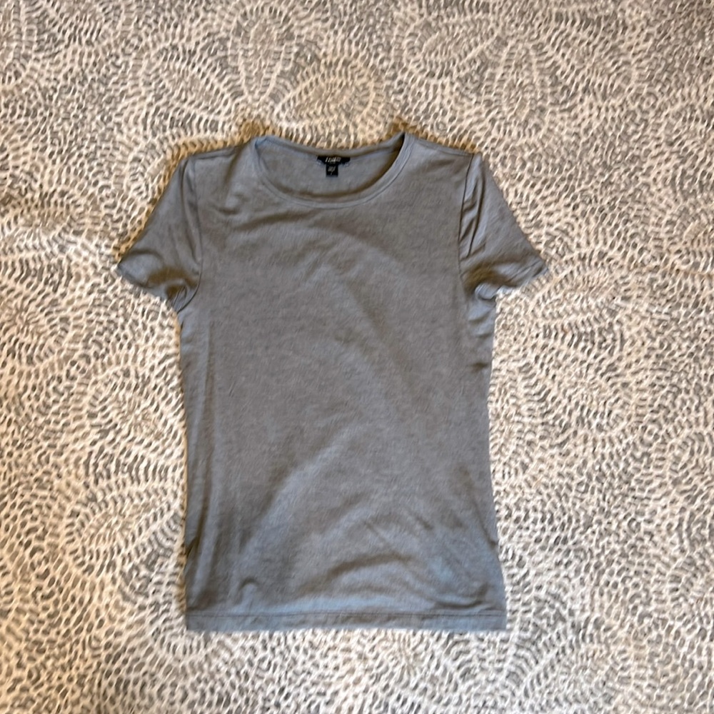 Express, stretchy fitted t shirt, grey, size small